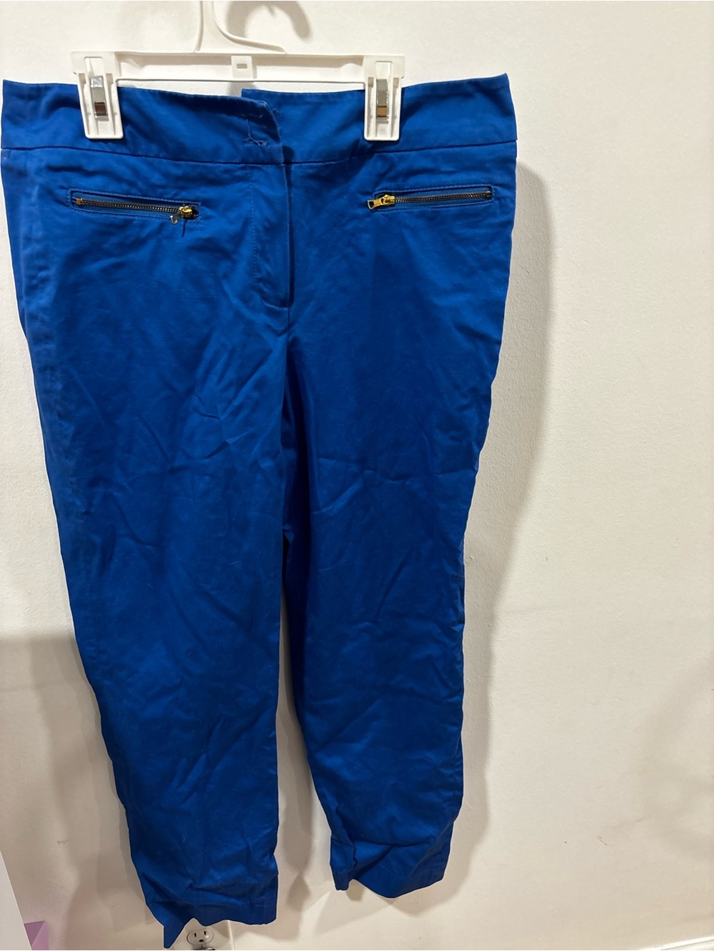 Electric Blue Zip-Pocket Slim Pants Larry Levine so 2010s coded